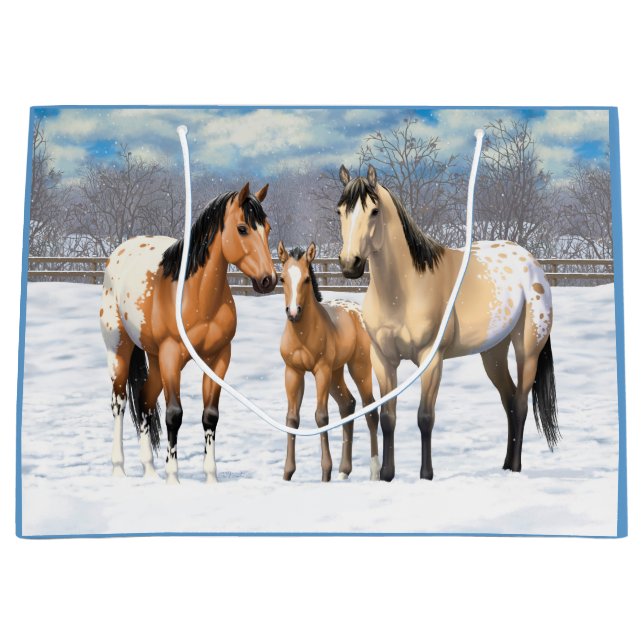 Bolsa De Regalo Grande Caballos Appaloosa De Cuello Rojo (Anverso)