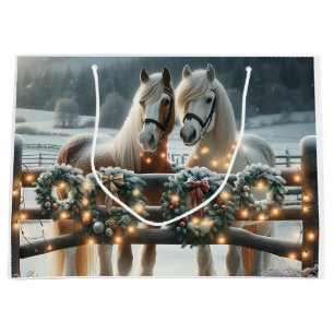 Bolsa De Regalo Grande Caballos festivos y luces Navidades