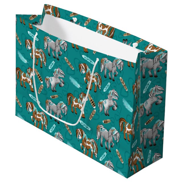Bolsa De Regalo Grande Caballos salvajes, fiesta de unisex (Angulo Anverso)