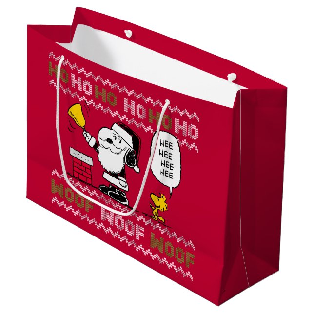 Bolsa De Regalo Grande Cacahuetes | Snoopy & Woodstock Santa Bell Ringer (Angulo Anverso)
