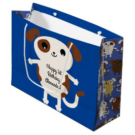 Bolsa De Regalo Grande Cachorro de cachorro adorable tema del primer cump