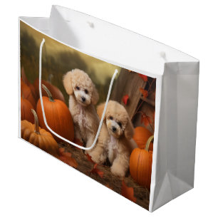 Bolsa De Regalo Grande Cachorro de Caniche Delicia de Otoño Calabaza