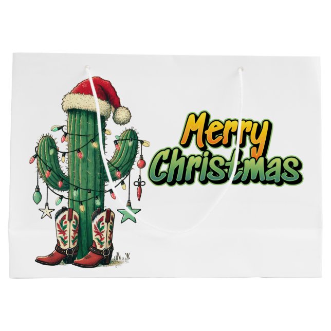 Bolsa De Regalo Grande Cactus de Navidad  (Reverso)