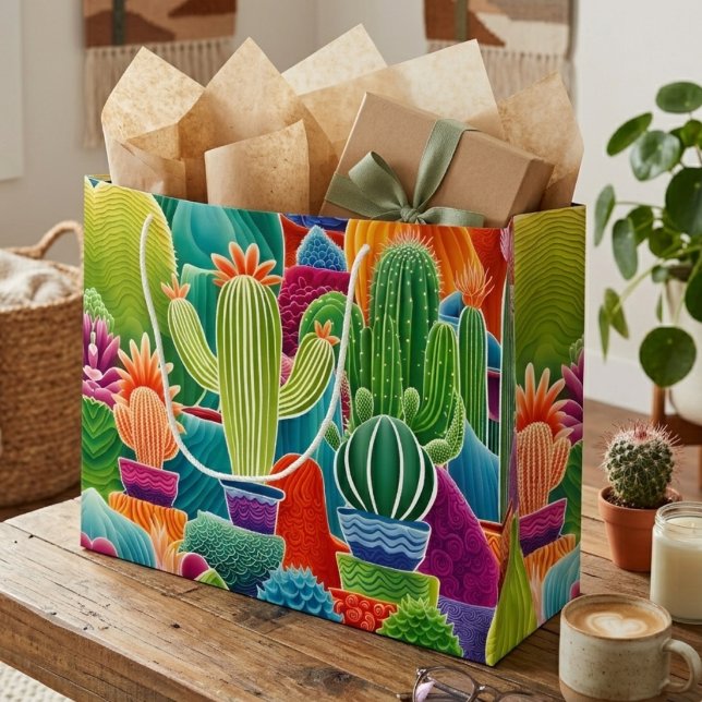 Bolsa De Regalo Grande Cactus en maceta abstracto (Subido por el creador)
