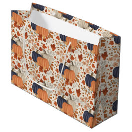 Bolsa De Regalo Grande Caída Rustica Calabazas de otoño flores silvestres