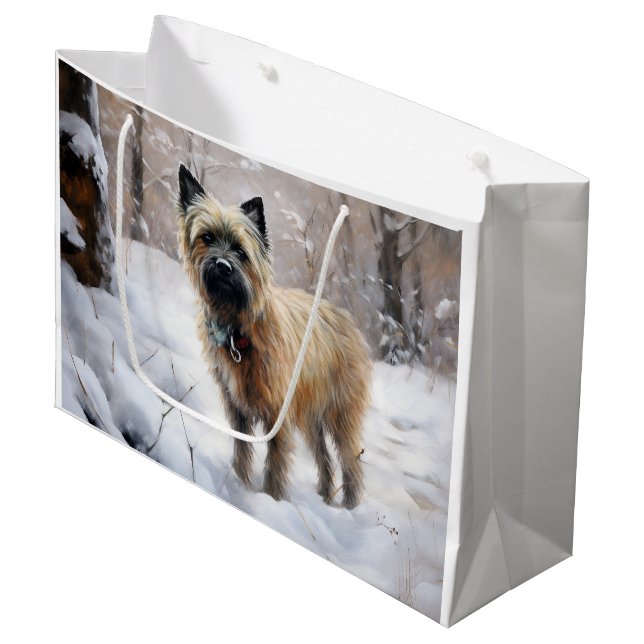Bolsa De Regalo Grande Cairn Terrier deja que nieve Navidades (Angulo Anverso)