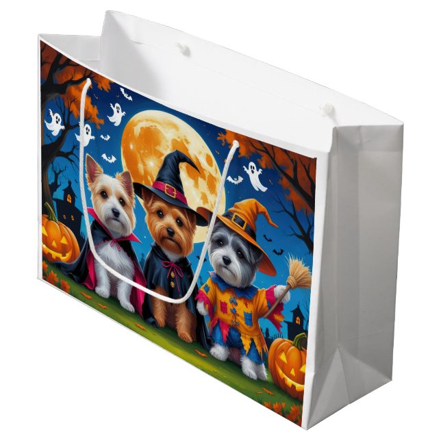 Bolsa De Regalo Grande Cairn Terrier Perro Calabaza Halloween Gracioso (Angulo Anverso)