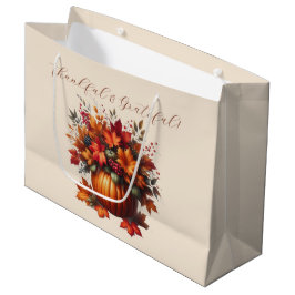 Bolsa De Regalo Grande Calabaza con hojas de otoño - Acción de Gracias