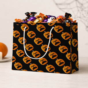 Bolsa De Regalo Grande Calabaza de Halloween con Cara Infeliz de Jack o L