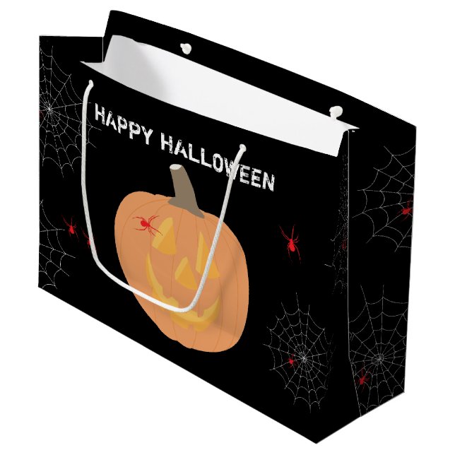 Bolsa De Regalo Grande Calabaza de Halloween Feliz Halloween (Angulo Anverso)