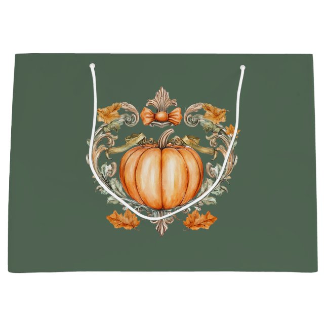Bolsa De Regalo Grande Calabaza de otoño elegante (Anverso)