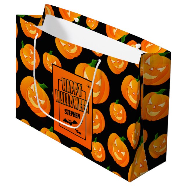 Bolsa De Regalo Grande Calabaza del | y feliz Halloween lindos (Angulo Anverso)