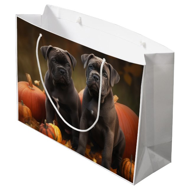 Bolsa De Regalo Grande Calabaza deslumbrante Caña Corso Puppy Otoño (Angulo reverso)