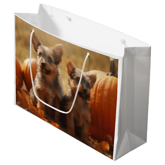 Bolsa De Regalo Grande Calabaza deslumbrante de Australia Terrier Puppy O (Angulo Anverso)