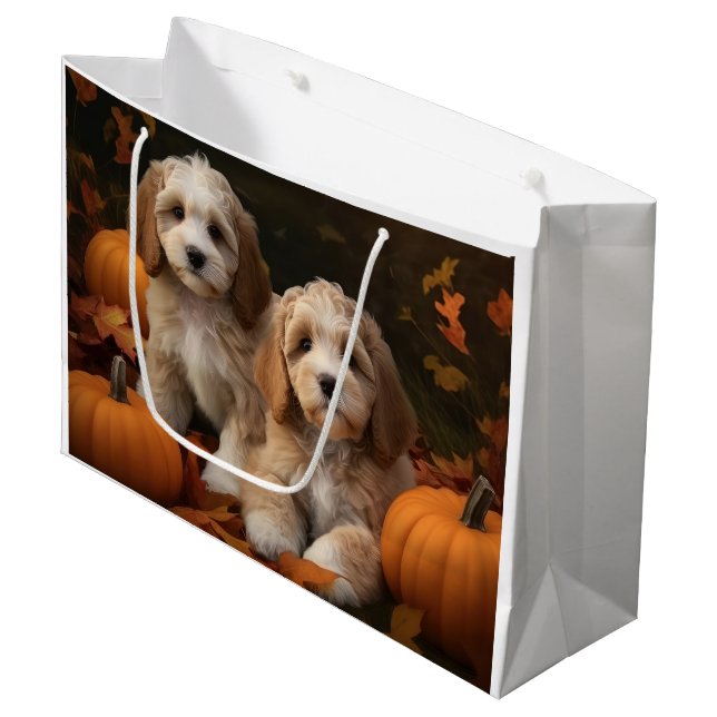 Bolsa De Regalo Grande Calabaza deslumbrante de cachorro de Cockapoo (Angulo Anverso)