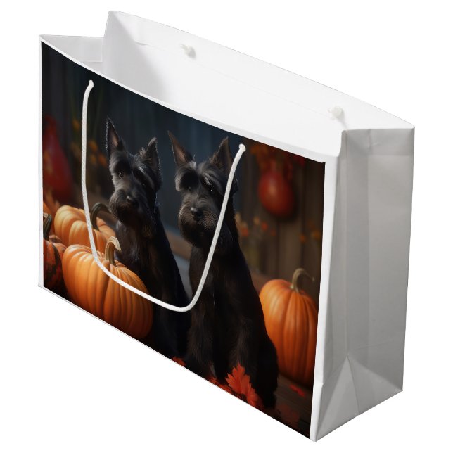 Bolsa De Regalo Grande Calabaza deslumbrante de Otoño y Otoño Escocés (Angulo Anverso)