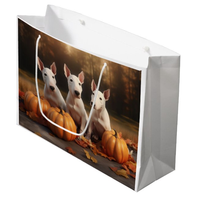Bolsa De Regalo Grande Calabaza deslumbrante del otoño con cachorro de ca (Angulo Anverso)