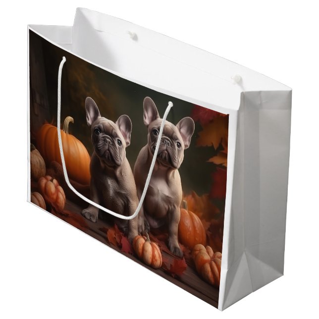 Bolsa De Regalo Grande Calabaza deslumbrante del otoño de la cachorro del (Angulo Anverso)