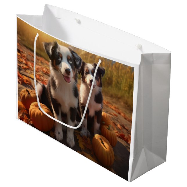 Bolsa De Regalo Grande Calabaza deslumbrante del otoño de la cachorro pas (Angulo Anverso)