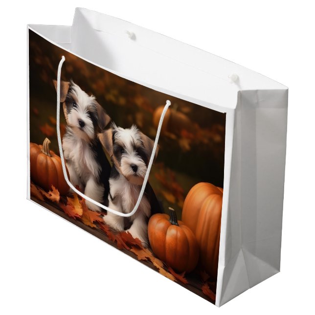 Bolsa De Regalo Grande Calabaza deslumbrante Otoño más Terrier (Angulo Anverso)
