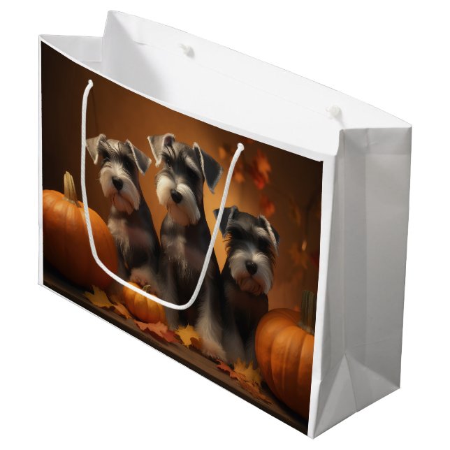 Bolsa De Regalo Grande Calabaza deslumbrante Schnauzer Ppy Autumn (Angulo Anverso)