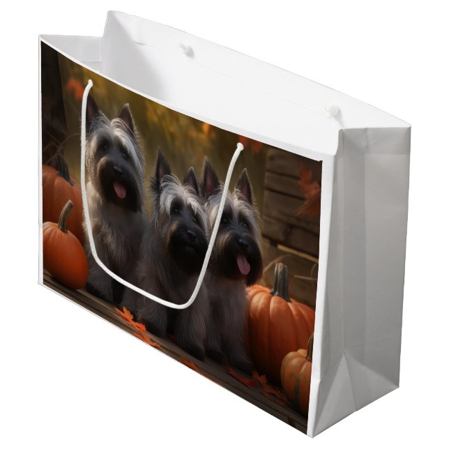 Bolsa De Regalo Grande Calabaza deslumbrante Skye Terrier Puppy Autumn (Angulo Anverso)