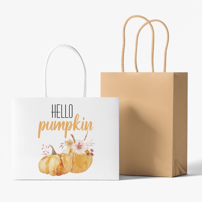Bolsa De Regalo Grande Calabaza moderna Naranja de calabaza con flores (Subido por el creador)