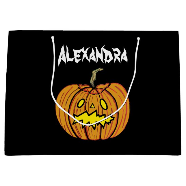 Bolsa De Regalo Grande Calabaza personalizada de Halloween (Anverso)