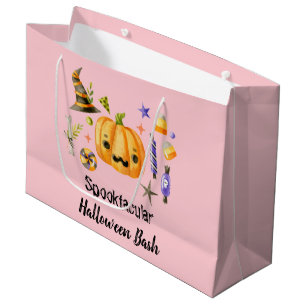 Bolsa De Regalo Grande Calabaza Spooktacular Halloween Bash Fiesta Rosa