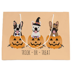 Bolsa De Regalo Grande Calabaza Trick O Trek De Bulldoges Franceses