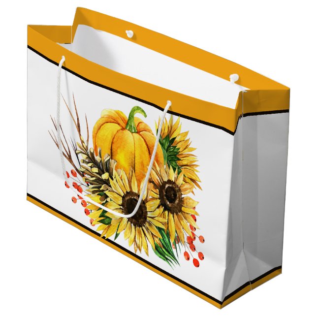 Bolsa De Regalo Grande Calabaza y girasoles otoño (Angulo Anverso)