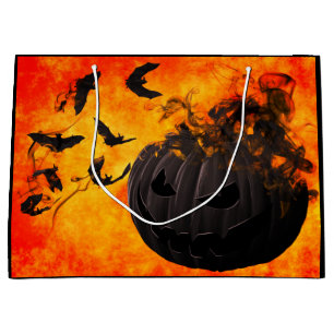 Bolsa De Regalo Grande Calabaza y ilustracion murciélago espeluznantes