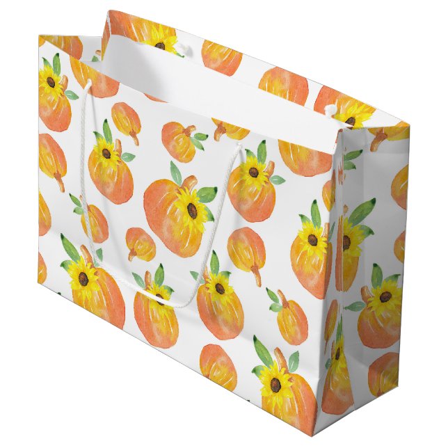 Bolsa De Regalo Grande Calabazas acuáticas y girasoles (Angulo Anverso)