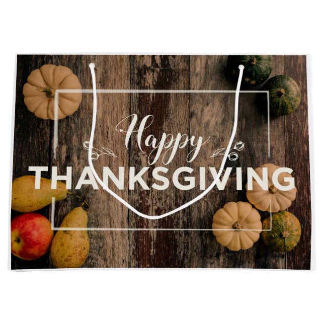 Bolsa De Regalo Grande Calabazas de Acción de Gracias (Anverso)