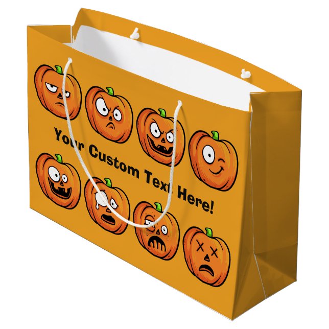 Bolsa De Regalo Grande Calabazas de Halloween personalizado de texto gran (Angulo reverso)