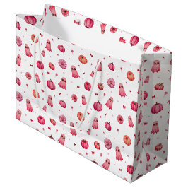 Bolsa De Regalo Grande Calabazas de Halloween rosa con trucos o trucos
