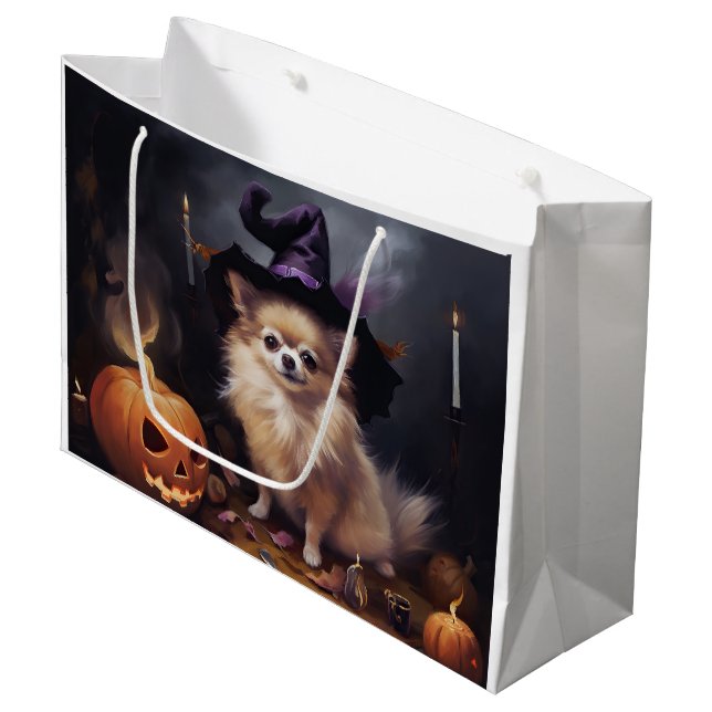 Bolsa De Regalo Grande Calabazas de Pomerania Temen Halloween (Angulo Anverso)