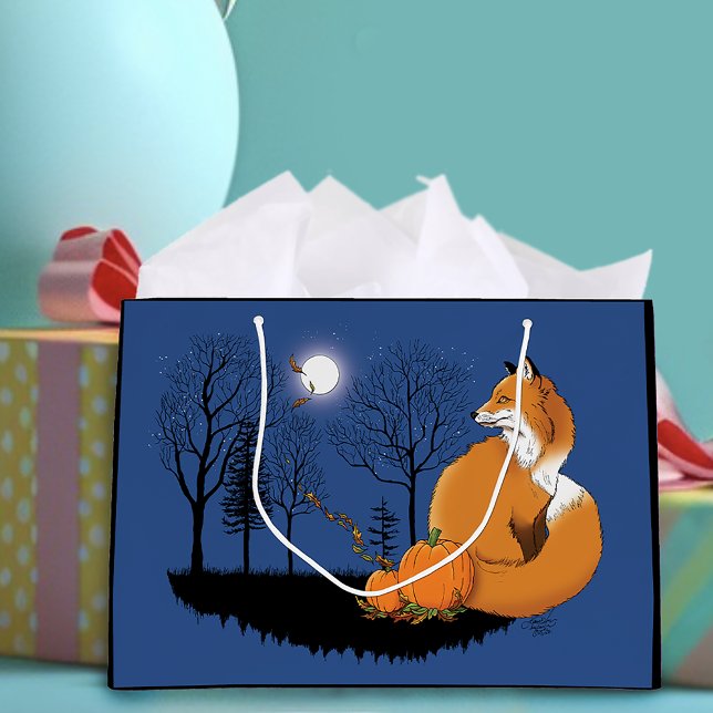 Bolsa De Regalo Grande Calabazas del bosque Red Fox (Subido por el creador)