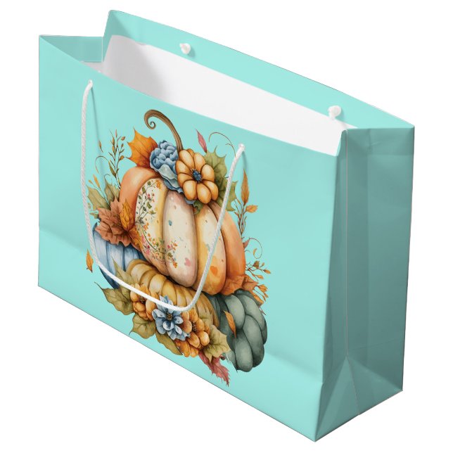 Bolsa De Regalo Grande Calabazas En Caída (Angulo Anverso)