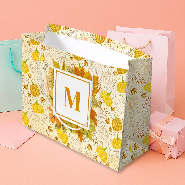Bolsa De Regalo Grande Calabazas Otoño Cosecha Patrón (Subido por el creador)