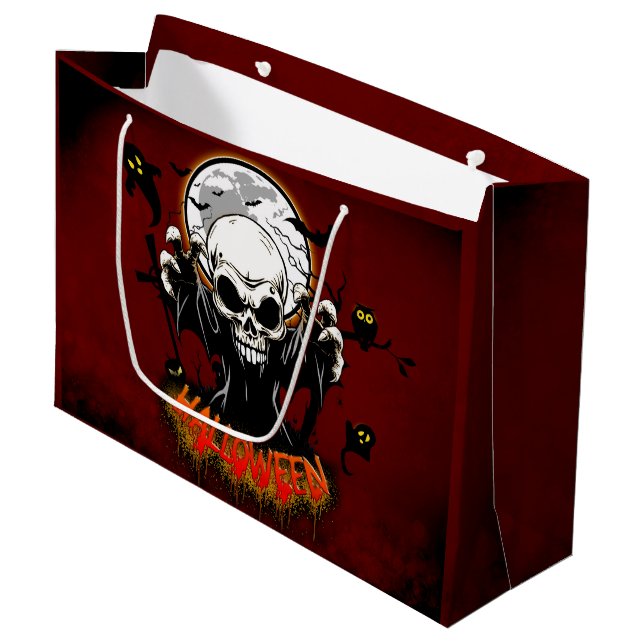 Bolsa De Regalo Grande Calavera con dientes afilados y amenazantes (Angulo Anverso)