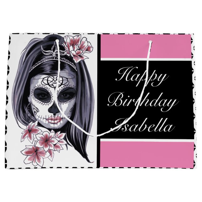 Bolsa De Regalo Grande Calavera de azúcar personalizada (Anverso)