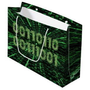 Bolsa De Regalo Grande Cálculo verde vibrante del código binario 69 de Sl