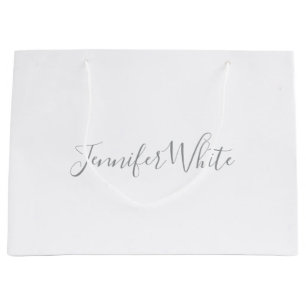 Bolsa De Regalo Grande Caligrafía Elegante negrita Negrita Retro Gris Nom