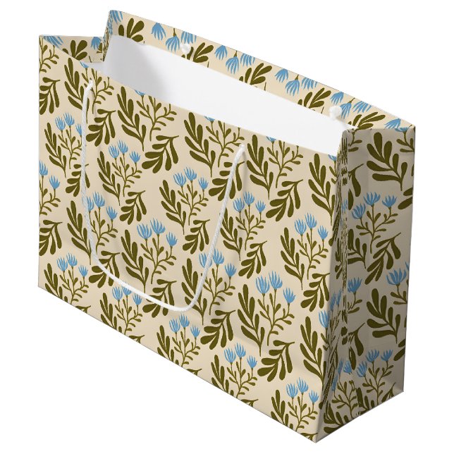 Bolsa De Regalo Grande  Calm and Natural: Blue Flower Seamless Pattern (Angulo Anverso)