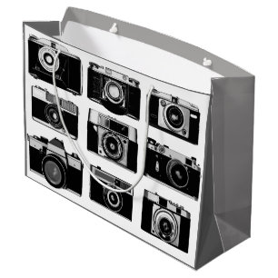 BOLSA DE REGALO GRANDE CÁMARAS DE FOTOGRAFÍA ANTIGUAS Y MODERNAS EN BLA