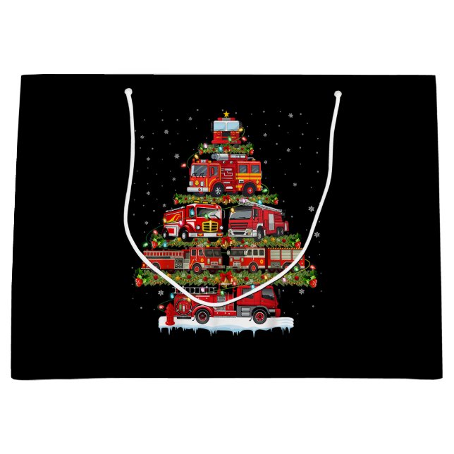 Bolsa De Regalo Grande Camión de bomberos enciende a Navidades de bombero (Anverso)