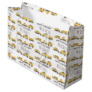 Bolsa De Regalo Grande Camiones de volcado Cute Camiones de construcción 