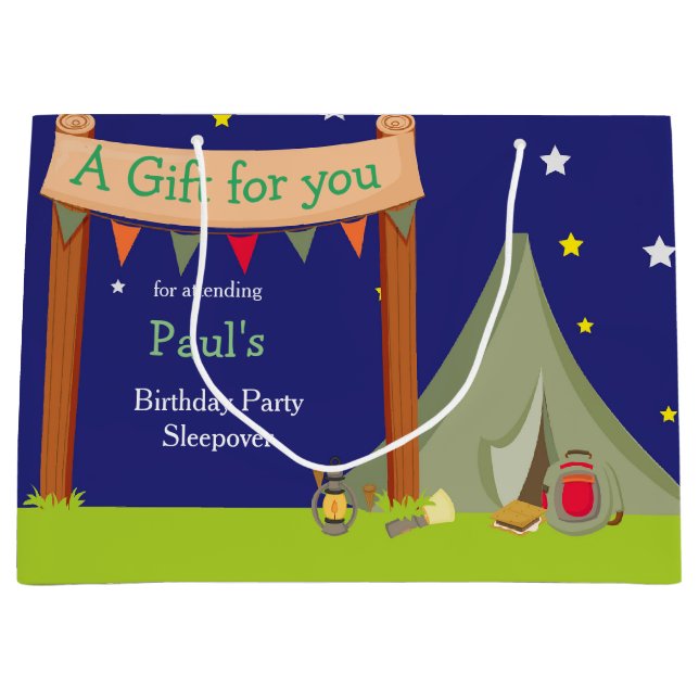 Bolsa De Regalo Grande Camping Cumpleaños Party Sleepover Khaki Green (Anverso)
