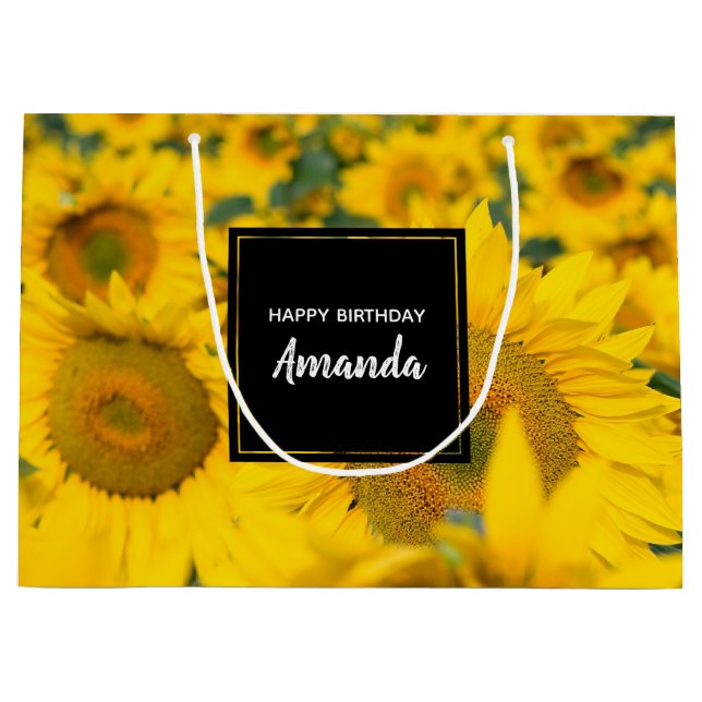 Bolsa De Regalo Grande Campo amarillo de girasoles, fotografía (Anverso)
